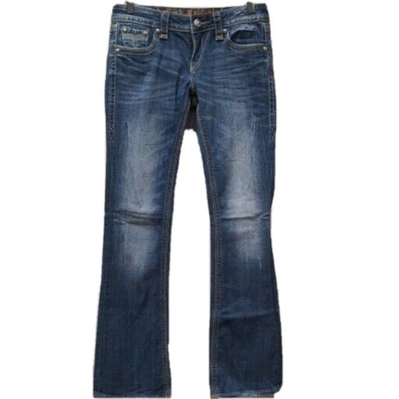 Rock Revival Women's Tullia Jean Bootcut Size 28 Embellished Flap Pocket Medium - Picture 1 of 14